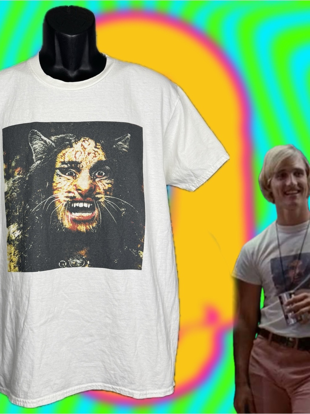 Dazed and Confused T Shirt Wooderson Matthew McConaughey Graphic Tee White Sz L